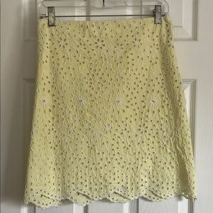 Yellow Eyelet Floral A-Line Skirt